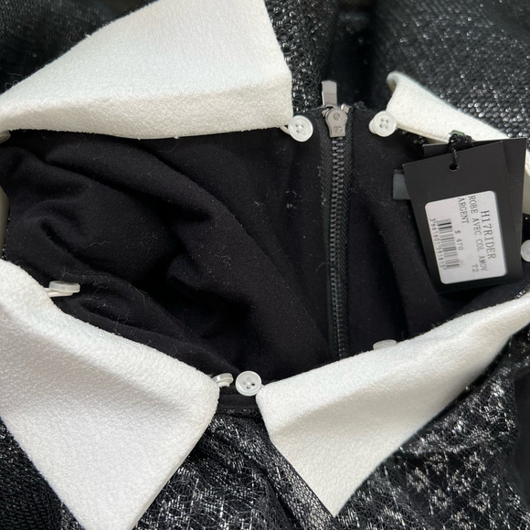 Maje Womens Rider Fit & Flare Dress Black Metallic Pockets Zip Sleeveless 2 New - Picture 5 of 11